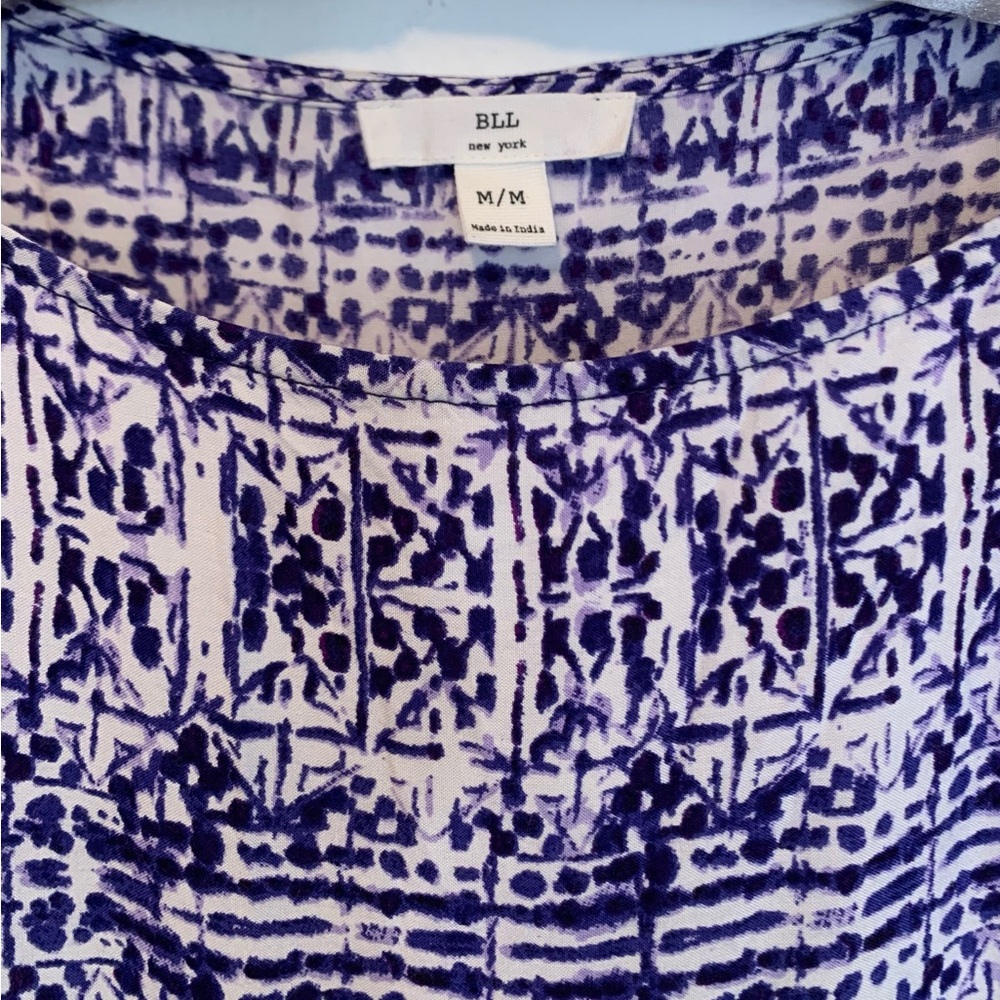 BLL NY India Batik Boho Beachy Shift Dress Medium Purple - Picture 6 of 7